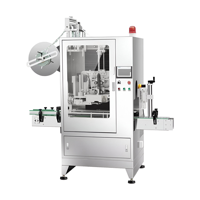 A compact shrink sleeve labelling machine ideal for small production lines, offering precise and reliable sleeve label application.
