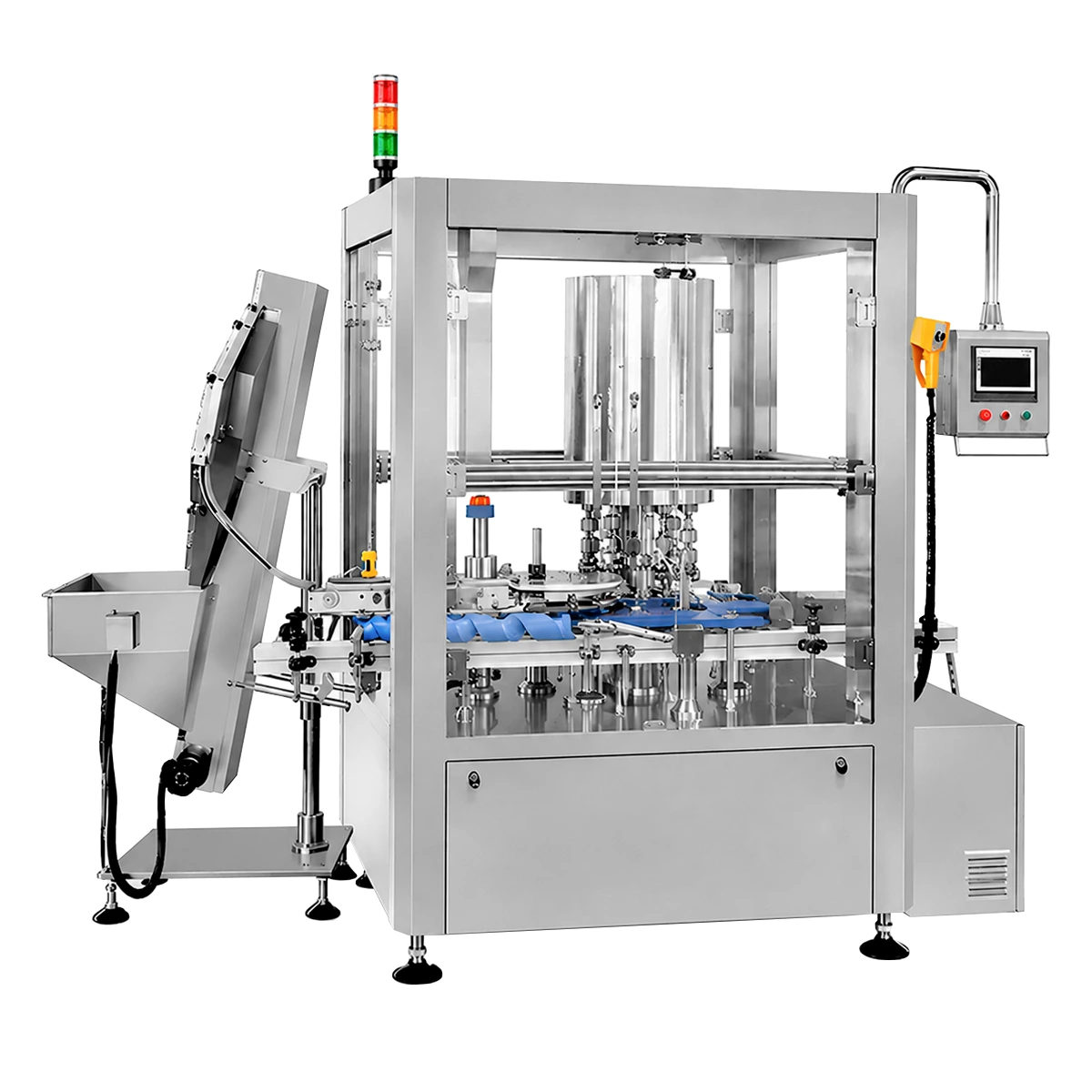 Automatic rotary bottle capping machine with 4-12 capping heads for PET and HDPE bottles