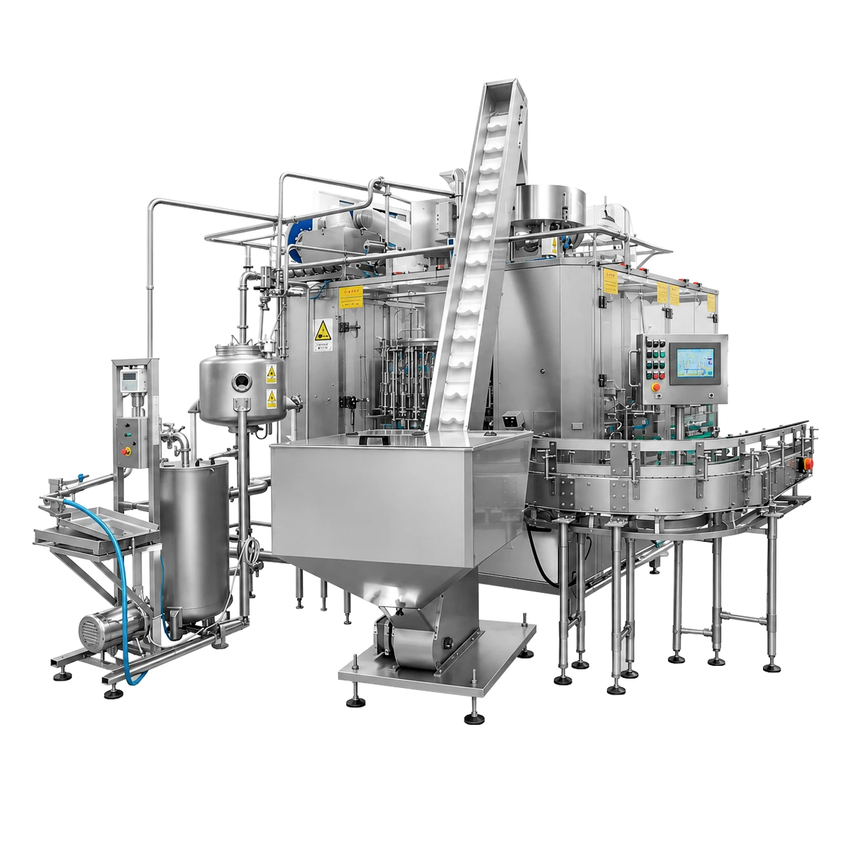 Bottle rinsing, filling, and capping monobloc for PET and glass bottles Automatic rotary Rinsing-Filling-Capping monobloc system for liquid and viscous products in PET or glass bottles