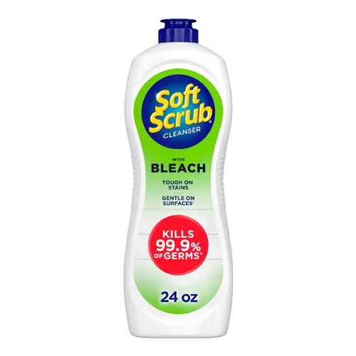Bleach cleaner in an HDPE bottle with a flip-top cap